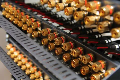 Low-current rack of electronic equipment. Stock Photos