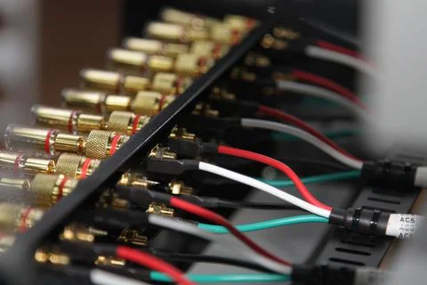 Low-current rack of electronic equipment. Stock Photos