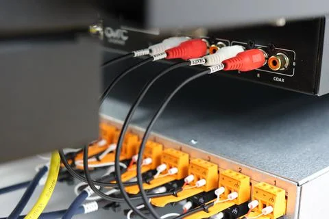 Low-current rack of electronic equipment. Stock Photos