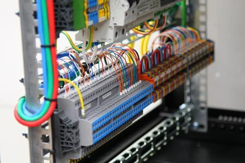 Low-current rack of electronic equipment. Stock Photos