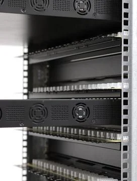 Low-current rack of electronic equipment. Stock Photos