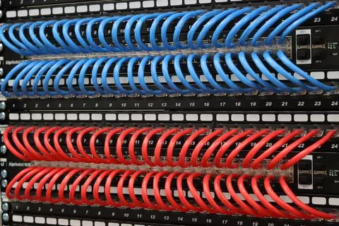 Low-current rack of electronic equipment. Stock Photos