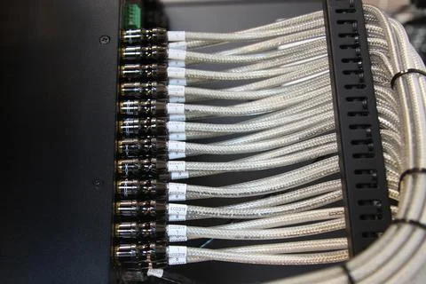 Low-current rack of electronic equipment. Stock Photos