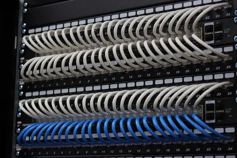 Low-current rack of electronic equipment. Stock Photos