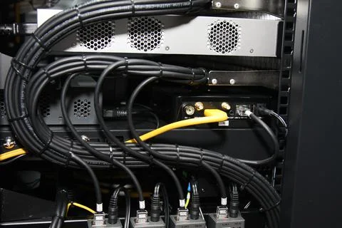Low-current rack of electronic equipment. Stock Photos