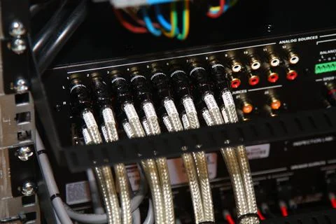 Low-current rack of electronic equipment. Stock Photos