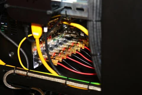 Low-current rack of electronic equipment. Stock Photos