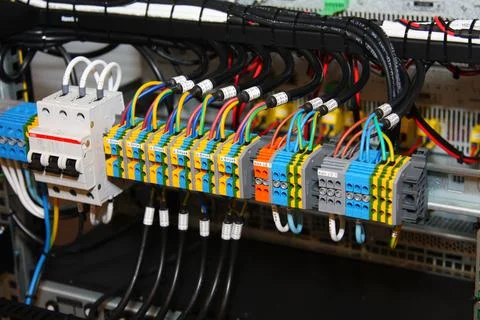 Low-current rack of electronic equipment. Stock Photos