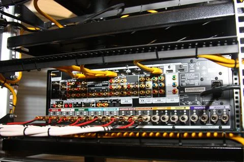 Low-current rack of electronic equipment. Stock Photos
