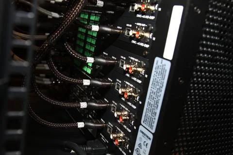 Low-current rack of electronic equipment. Stock Photos
