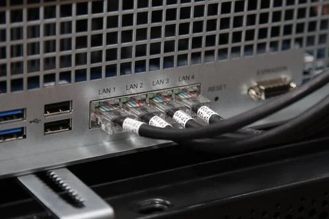 Low-current rack of electronic equipment. Stock Photos