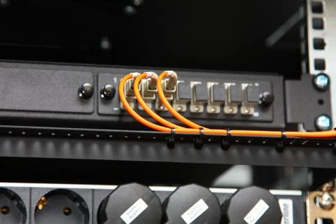 Low-current rack of electronic equipment. Stock Photos
