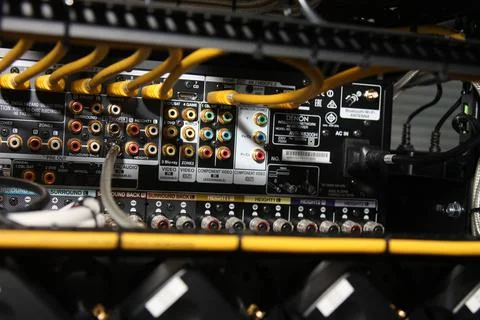 Low-current rack of electronic equipment. Stock Photos