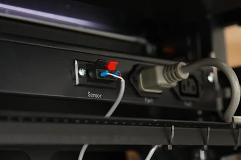 Low-current rack of electronic equipment. Stock Photos