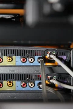 Low-current rack of electronic equipment. Stock Photos