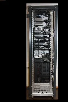 Low-current rack of electronic equipment. Stock Photos