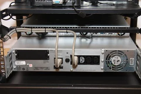 Low-current rack of electronic equipment. Stock Photos