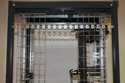 Low-current rack of electronic equipment. Stock Photos