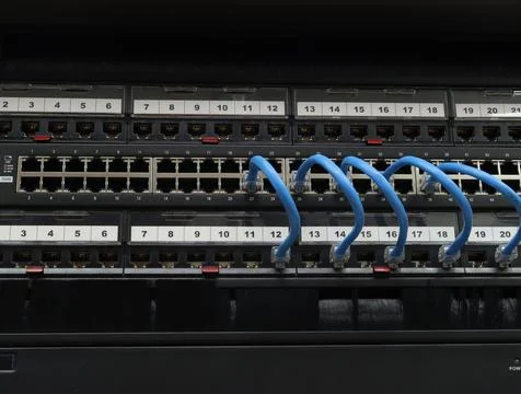 Low-current rack of electronic equipment. Stock Photos