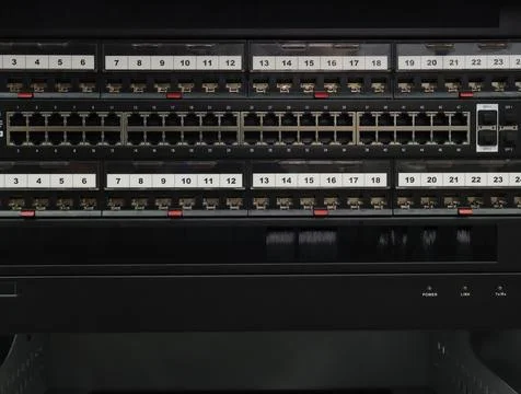 Low-current rack of electronic equipment. Stock Photos