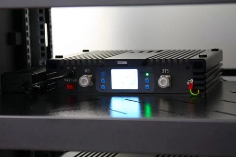 Low-current rack of electronic equipment. Stock Photos