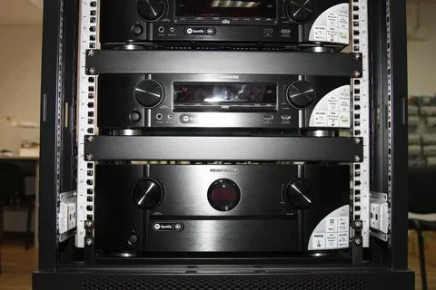 Low-current rack of electronic equipment. Stock Photos