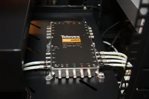 Low-current rack of electronic equipment. Stock Photos