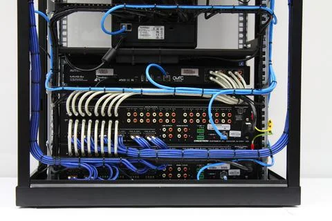 Low-current rack of electronic equipment. Stock Photos