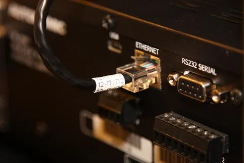 Low-current rack of electronic equipment. Stock Photos