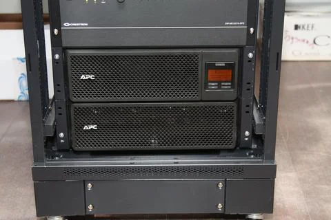 Low-current rack of electronic equipment. Stock Photos