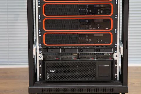 Low-current rack of electronic equipment. Stock Photos