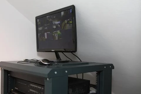 Low-current rack of electronic equipment. Stock Photos