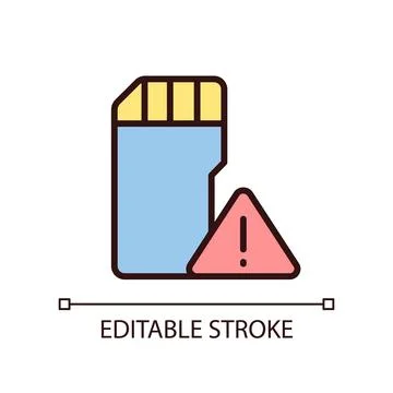 Low disk space warning pixel perfect RGB color icon Stock Illustration