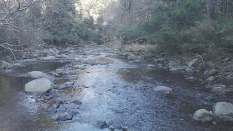 Low Drone Flight Down Rocky Mountain Stream – Nature River 4K Stock Footage 325410676