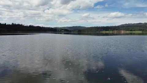 Low Drone Flight Over Lake Surface Stock Footage 321617160