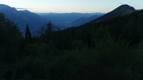 Low Drone Flight Rising Above Pine Forest at Dawn Stock Footage 344584798