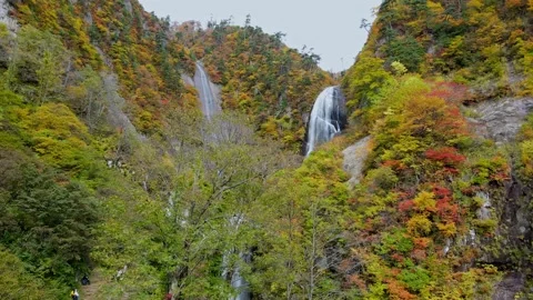 Low Drone Flight of Yasu-no-Taki Falls, Japan Stock Footage 172949211