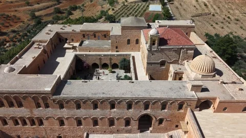 Low Drone Flyover Above Deyrulzafaran Monastery 4K Video stock 336996945