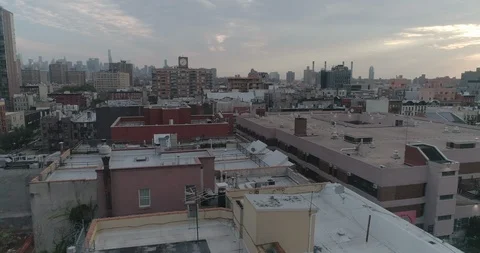 Low drone perspective of a Lower East Side street in Manhattan.New York. USA. Stock Footage 95654585