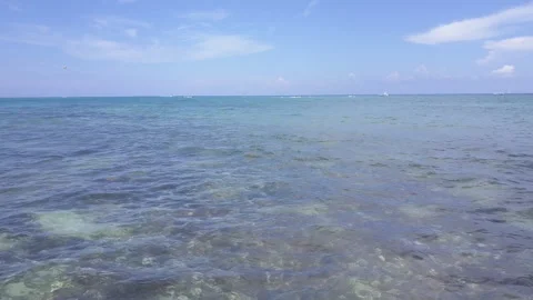 Low Drone Shot of Crystal Clear Water in Mexico Stock Footage 230928844