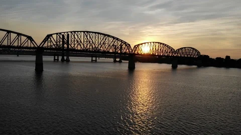 Low Drone Shot Over Ohio River Stock Footage 92128290