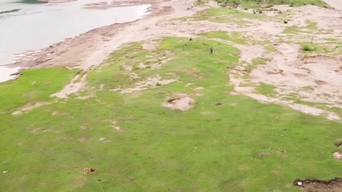 Low dry river bed due to climate change impact in Bangladesh mountain region Stock Footage 346459861