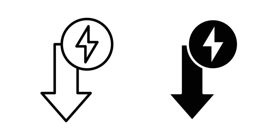 Low electricity consumption icon vector concepts, line and silhouette style Stock Illustration