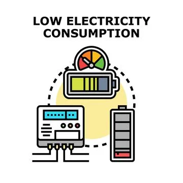 Low electricity consumption measuring energy saving efficient power Stock Illustration