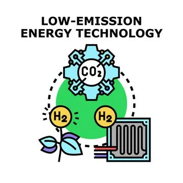Low emission energy technology developing sustainable solutions Stock Illustration