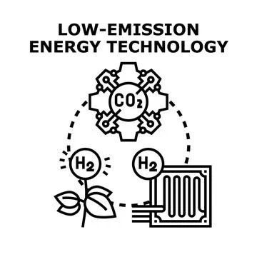 Low emission energy technology developing sustainable solutions Stock Illustration