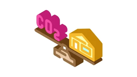 Low emission materials green building isometric icon animation Stock Footage 327281552