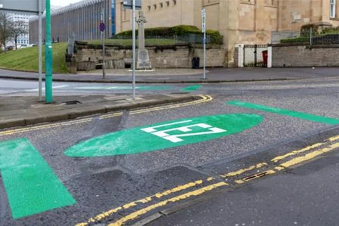 Low Emission Zone Entry Point with LEZ Painted Sign on Tarmac Road Surface Stock Photos