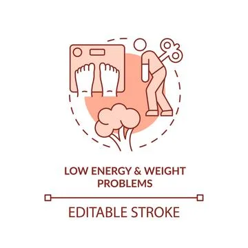 Low energy and weight problems red concept icon Illustrazione stock