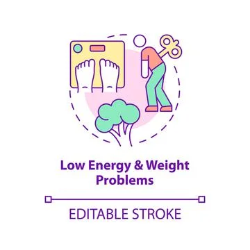 Low energy and weight problems concept icon Stockillustratie